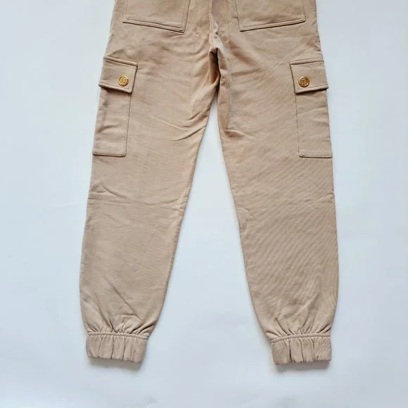 NEW BALMAIN Cargo Sweatpants Tan Sand Color Size S